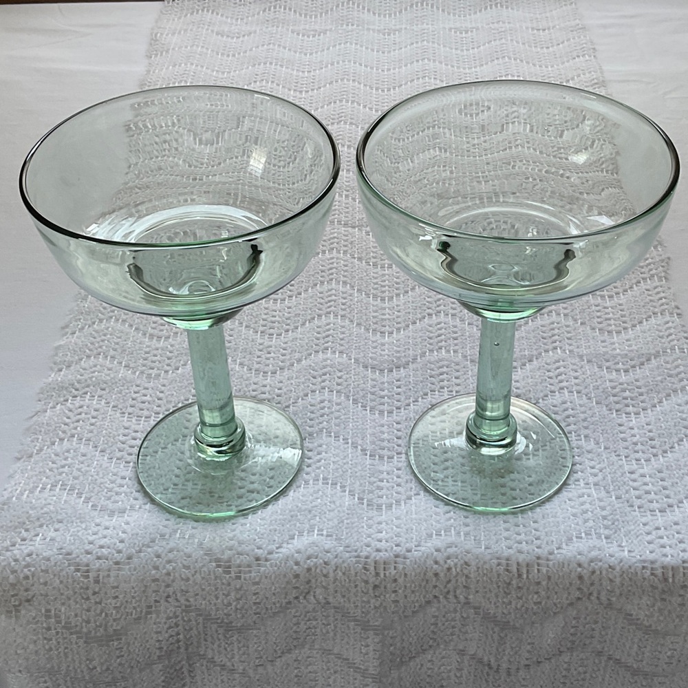 Large Margarita Glasses Set of 2 Green Glass - Picture 2 of 10